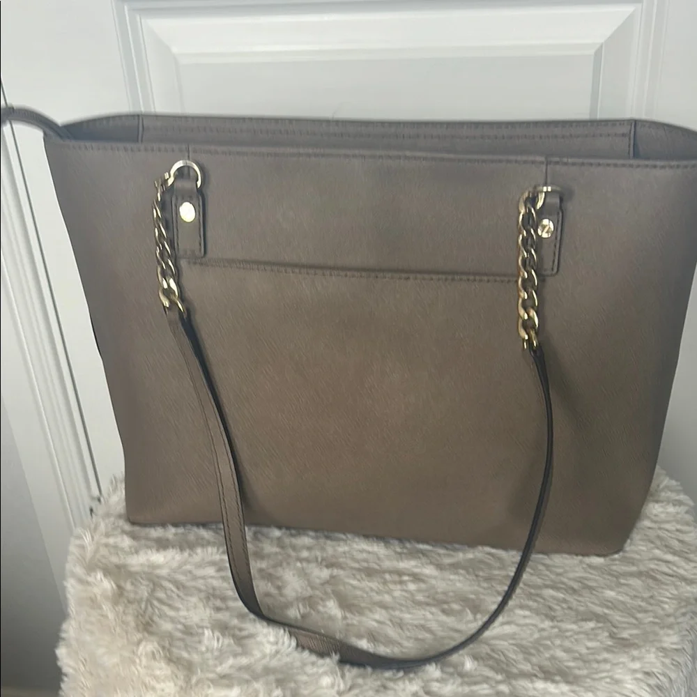Michael Kors Brown Tote with Structured Design and Silver Accents - Picture 2 of 6